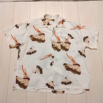 칼 헬무트 알로하 셔츠 레이온 L 인디언