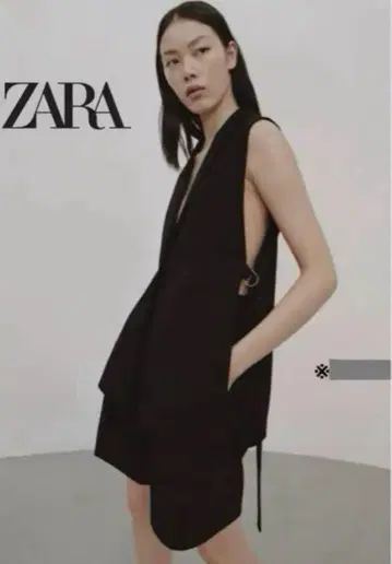 ZARA 자라 베스트 블랙 슬리브리스 베스트 XS 모드 슬릿