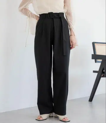 raffime 블랙 벨트 슬랙스 프리 사이즈