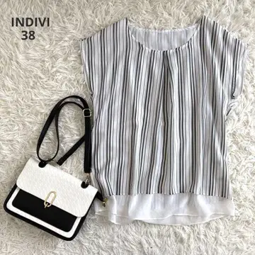 INDIVI 인디비 프렌치 슬리브 블라우스 오피스 캐주얼