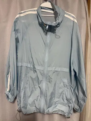 w closet 더블 클로젯 시어 후드티 스카이블루 지퍼 후드티
