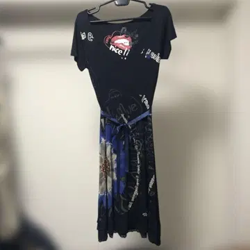 Desigual 반팔 롱 원피스 블랙 M