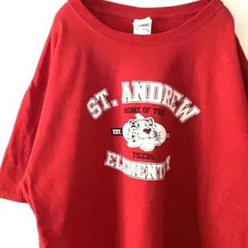 ST.ANDREW ELEMENTARY 티셔츠 L 레드 빨간색 구제 의류