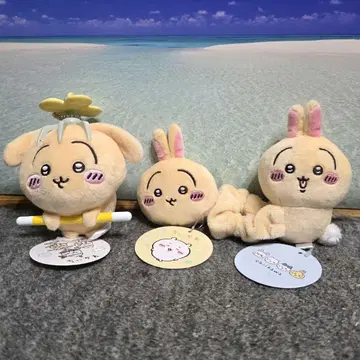 치이카와 봉제 인형 스크런치 마스코트 거울 토끼 3종 세트