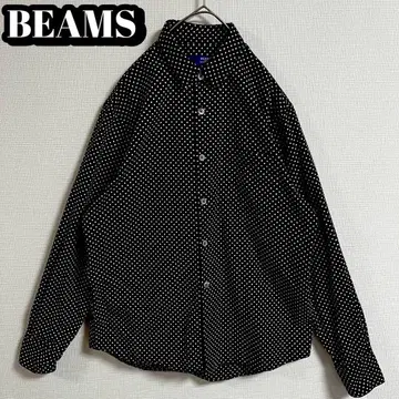 빔즈 남녀 공용 긴팔 셔츠 S~M 일본제 물방울 패턴 모노톤 블랙 화이트