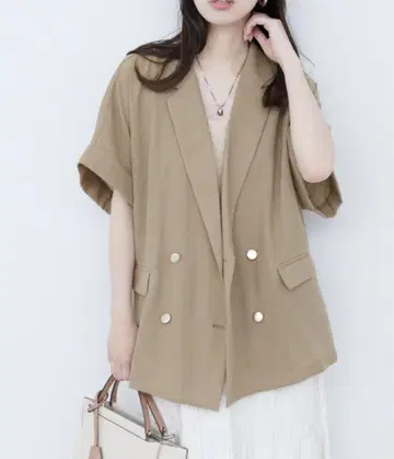 natural couture 소매 롤업 면 린넨 시어 자켓