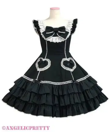 Angelic Pretty Cute Heart JSK 화이트 블랙