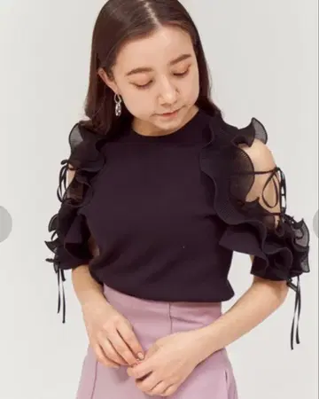 Snidel Sustainable 프릴 슬리브 니트 풀오버