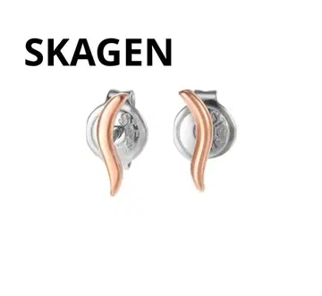 SKAGEN 실버와 로즈 골드 웨이브 귀걸이 SKJ1783791