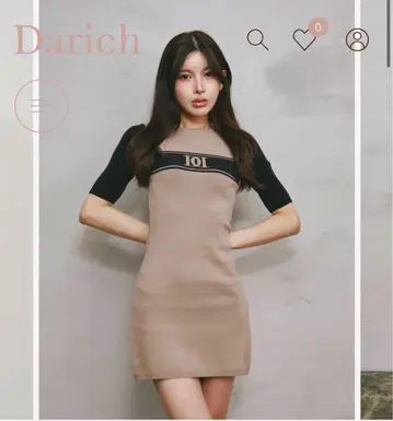 Darich DD 로고 바이컬러 니트 미니 원피스
