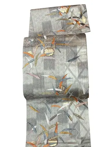 A41 미사용 새상품 후쿠로 오비, 풀 달, 화문지, 순수 실크