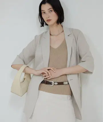 하프 슬리브 자켓 베이지 F 사이즈