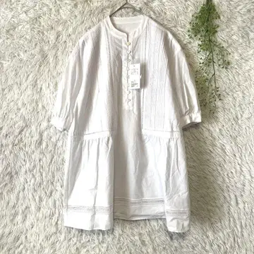 B&Y UNITED ARROWS 코튼 론 핀턱 튜닉 화이트