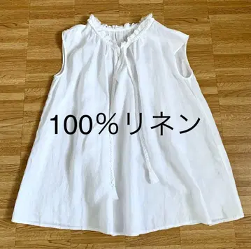 100% 린넨 슬리브리스 상의 일본제