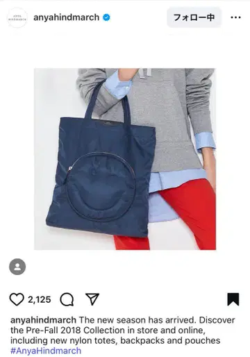 안야 힌드마치 네이비 토트백