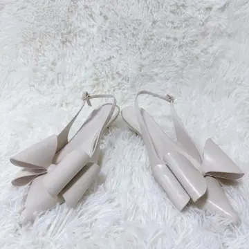 SNIDEL 스나이델 아이보리 더블 리본 펌프스