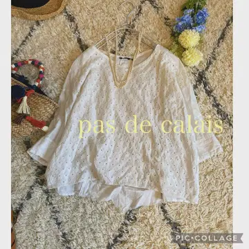 파드칼레 레이스 모티브 린넨 혼방 디자인 블라우스 36
