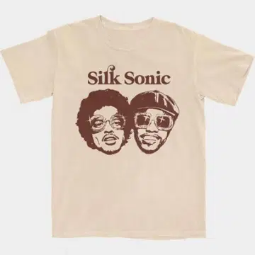 SILK SONIC 티셔츠 크림 L 블루 마즈 한정품