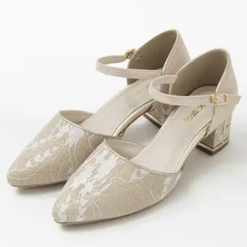 metoi 청키 힐 레이스 펌프스 베이지 24.5cm