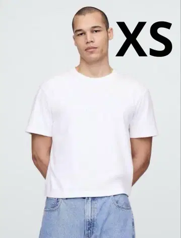GAP 헤비 웨이트 크롭 티셔츠 화이트 XS 짧은 길이