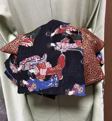 성인용 오비, 미인 그림 패턴, 리버서블, 긴 길이