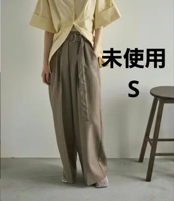 미사용 THE YOn 스트라이프 벨트 턱 팬츠 S 레이디쉬 그레이