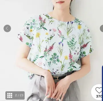 꽃무늬 반팔 상의 블루 색스
