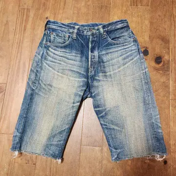 SUGAR CANE 그린 셀비지 하프 팬츠 데님