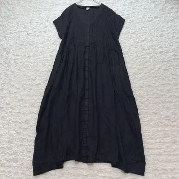 08mab [F] 린넨 100% 핀턱 롱 플레어 원피스 루즈핏