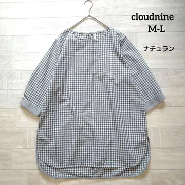 cloudnine 클라우드 나인 면 린넨 체크 튜닉 M-L 나츄란