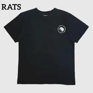 RATS 랏츠 포켓 티셔츠 백 프린트 사이즈 L 블랙 블랙