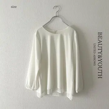 뷰티 앤 유스] 중소매 심플 깔끔한 블라우스 아이보리