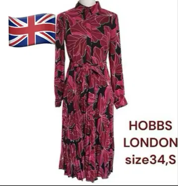 HOBBS LONDON 꽃무늬 리본 포함 플리츠 롱 원피스