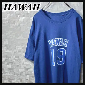 하와이 넘버 티셔츠 반팔 HAWAII 블루 파랑 남성용 2XL 정도