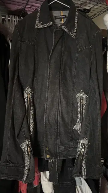 grunge snake skin denim jacket y2k