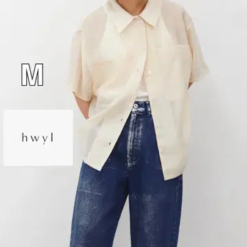 Hwyl 오버 셔츠 반팔 시어 겉옷 베이지 E