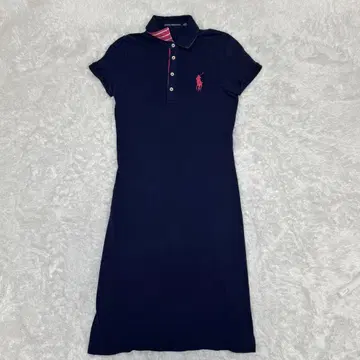 랄프 로렌] 폴로 셔츠 원피스 빅 포니 자수 네이비 핑크