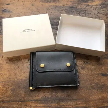 SLOWWACO 블랙 가죽 머니 클립