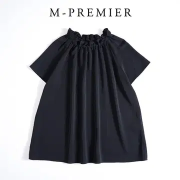 205y*새상품급 M-PREMIER 엠프리미어 개더 프릴 넥 블라우스