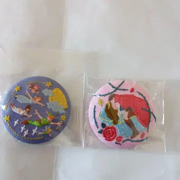 디즈니 자수 캔뱃지 피터팬 오로라 2개 세트