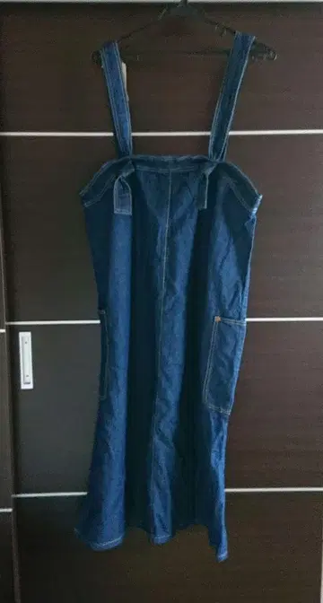 새상품 사만사 모스모스 면 린넨 데님 오버롤 스커트