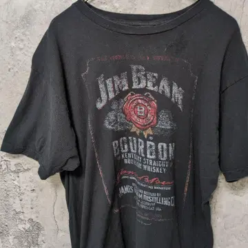 빈티지 Jim Beam 블랙 티셔츠 헬스장 빔 페이드 XL 사이즈