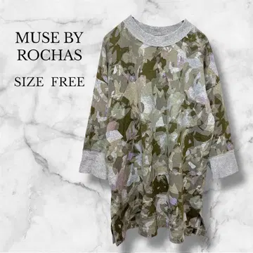 MUSE BY ROCHAS 상의 티셔츠 7부 소매 올 패턴 캐주얼