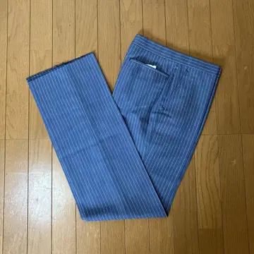 90s 파란색 스트라이프 와이드 핏 슬랙스