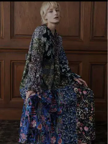 AMERI LIBERTY PATCHWORK BLK DRESS S 사이즈
