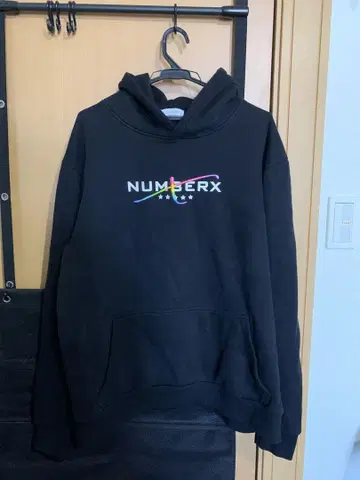 numberX 로고 블랙 후드티