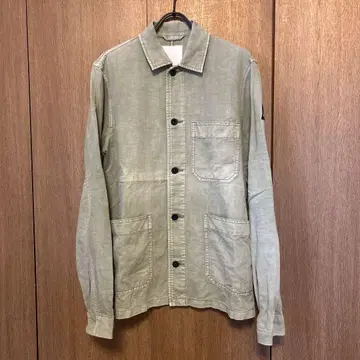 DENHAM 면 린넨 커버올 올리브 그린 XS