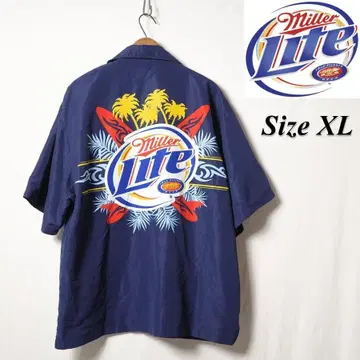 00s Miller Lite 알로하 셔츠 XL 네이비