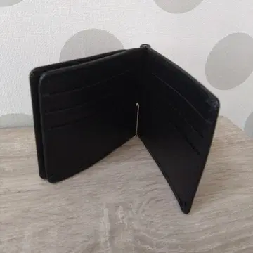 블랙 가죽 두겹 머니 클립