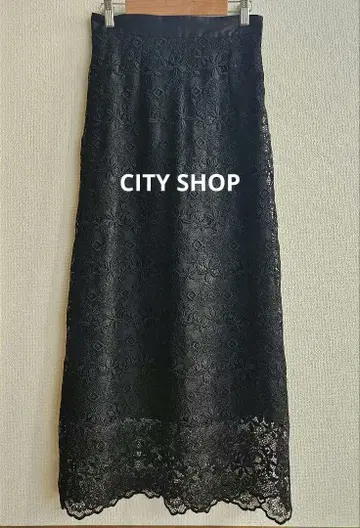 새상품급 시티샵 블랙 롱 스커트 레이스 38